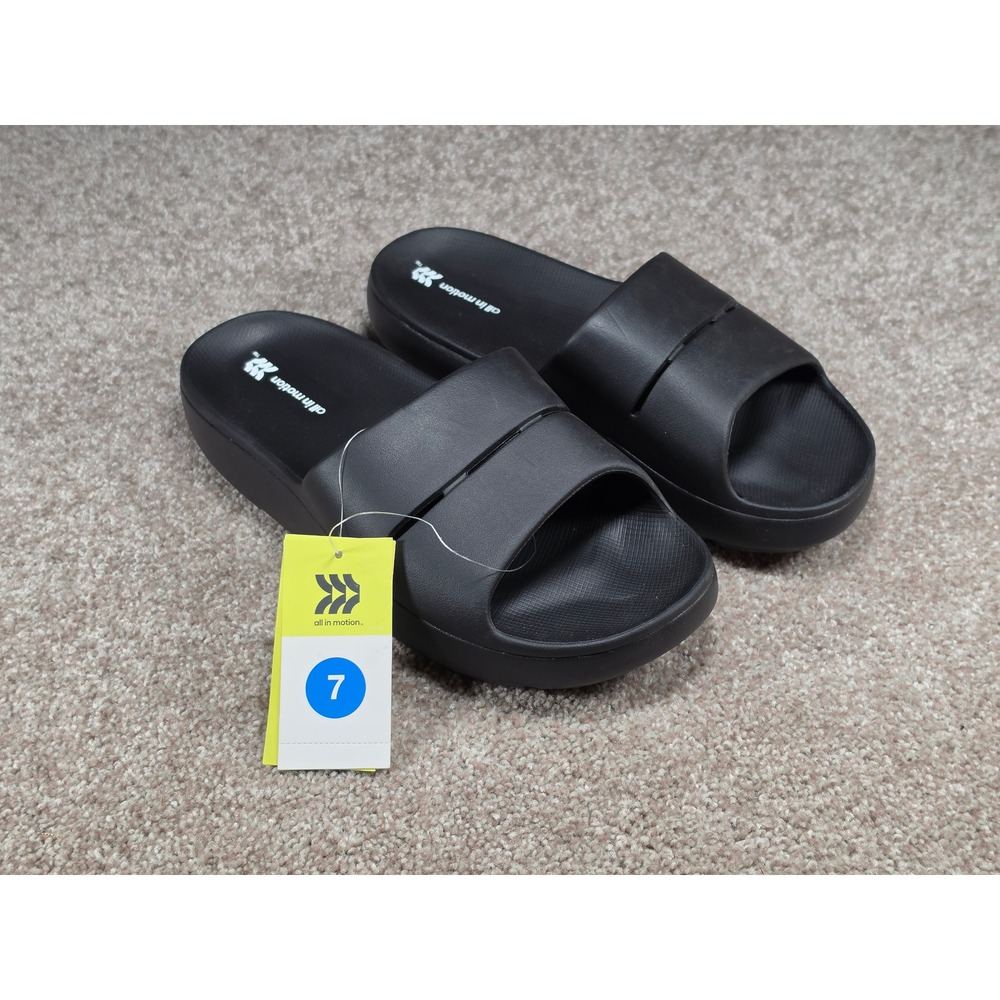 All in Motion Mens Black Arch Slide Sandals F332448-Q1/25 Size 7 NEW